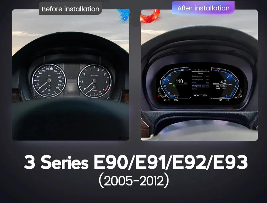 LCD Digital Instrument Cluster Speedometer for BMW 3 Series E90 E91 E92 E93