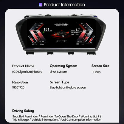 Digital Instrument Cluster Display For BMW 1 Series X1 X2 F20 F22 F48 F49 F39 F52