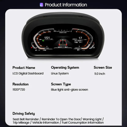LCD Digital Instrument Cluster Speedometer for BMW 3 Series E90 E91 E92 E93