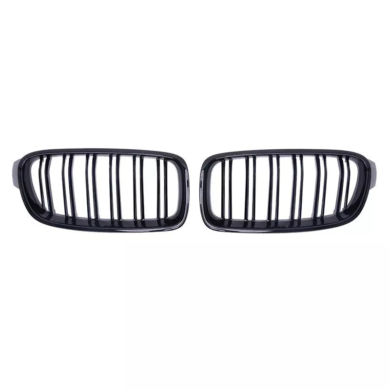 FOR BMW 3 SERIES F30 F31 GLOSS BLACK TWO SLAT KIDNEY FRONT GRILLE M3 M SPORT