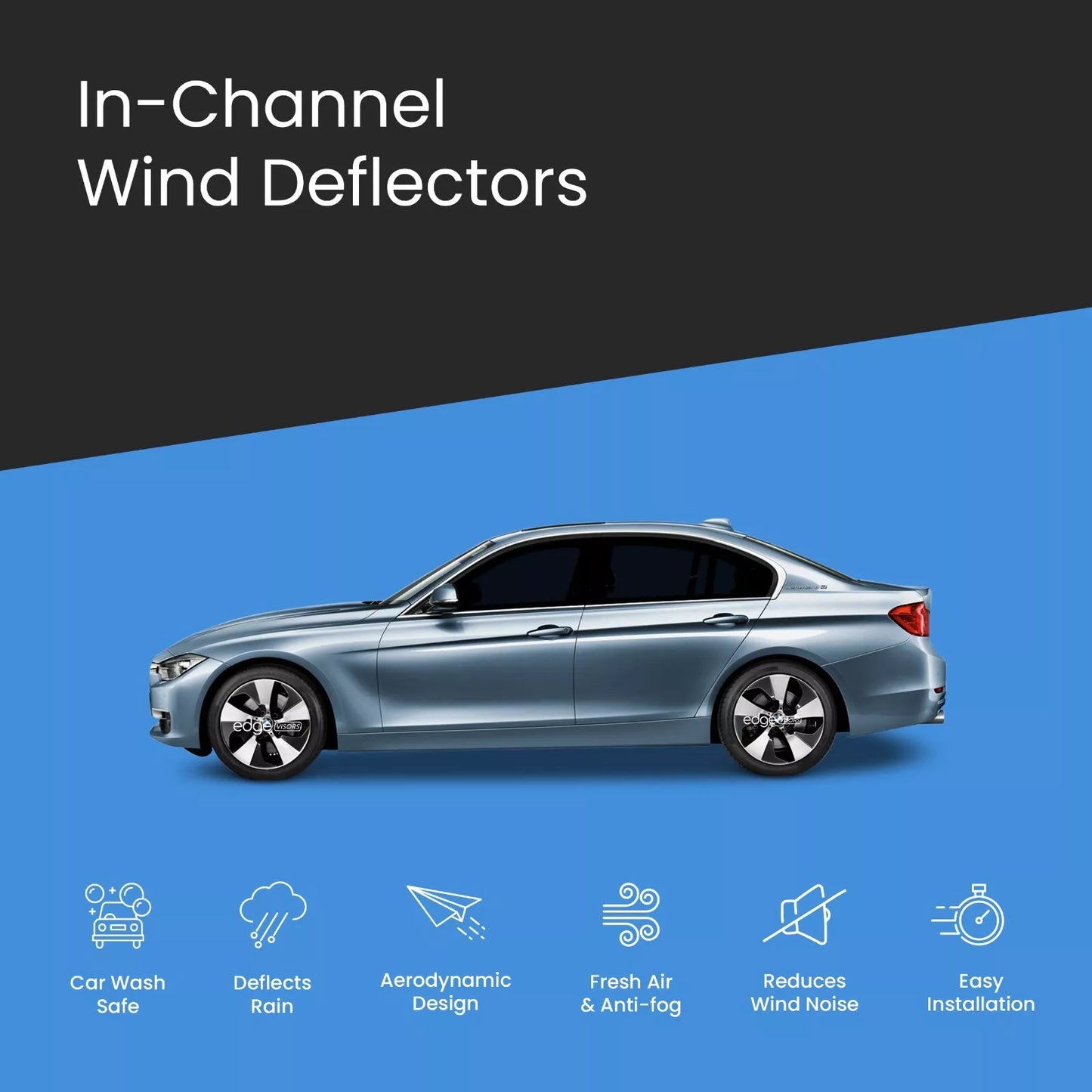 BMW 3 Series F30 2012-2018 4 Door Saloon Wind Deflectors 4pc Tinted