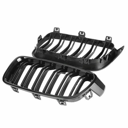 FOR BMW 3 SERIES F30 F31 GLOSS BLACK TWO SLAT KIDNEY FRONT GRILLE M3 M SPORT